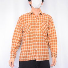 画像2: 70's WEDGEFIELD チェック柄 プリントネルシャツ M (2)