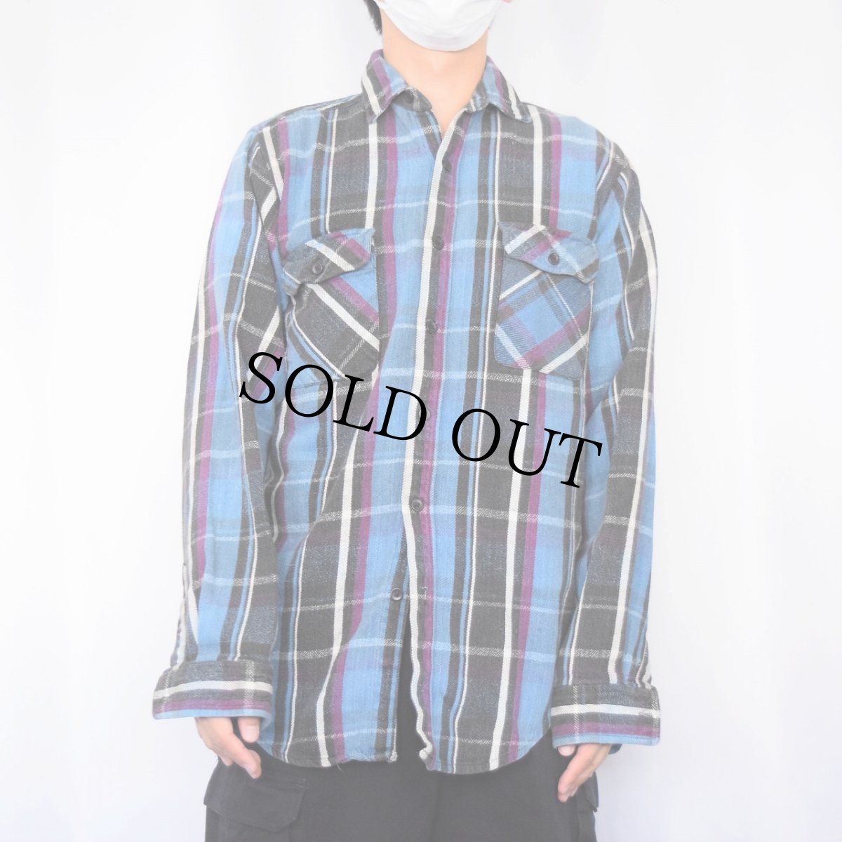 画像2: 90's FIVE BROTHERS チェック柄 ヘビーネルシャツ M (2)