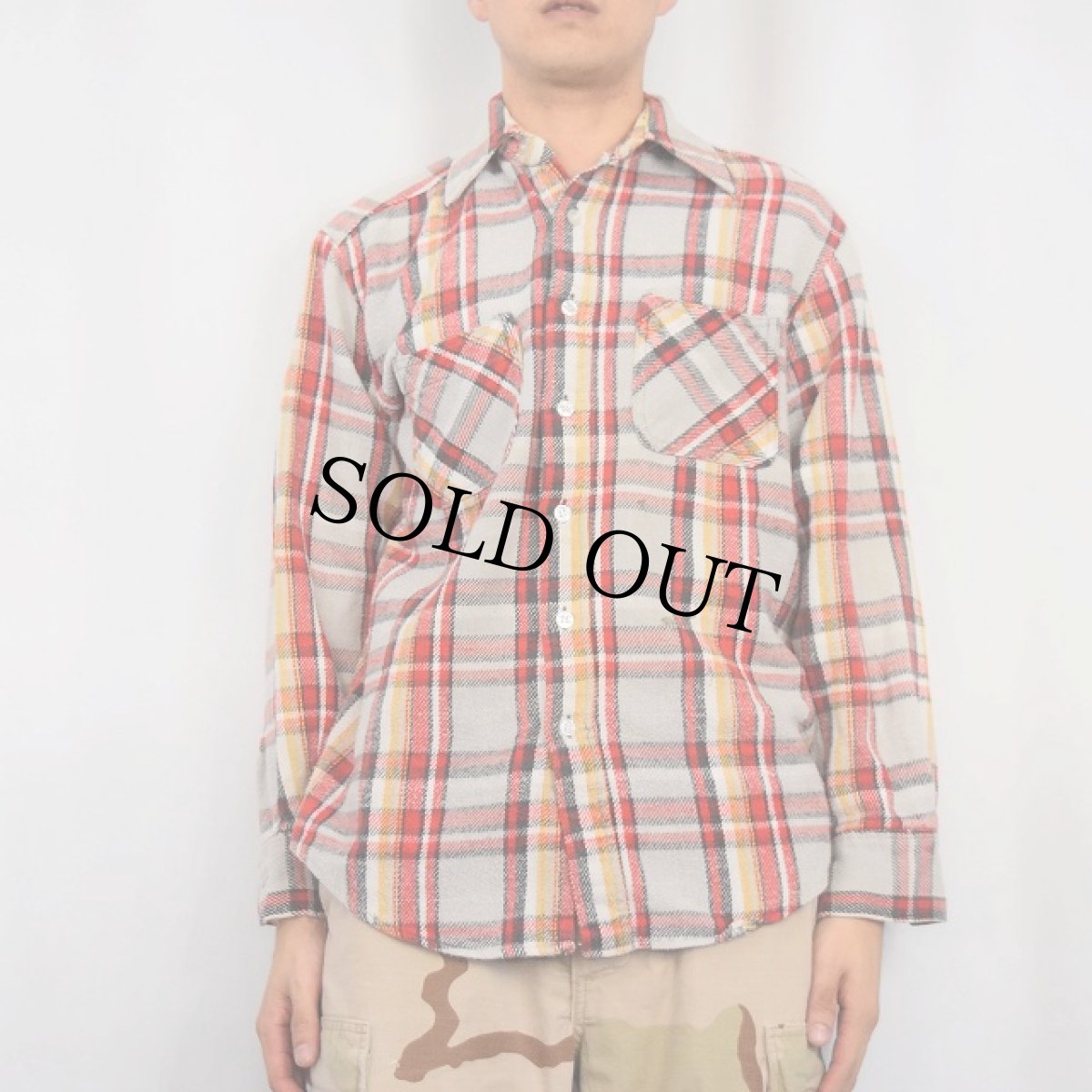 画像2: 70's〜 WOOD LAND チェック柄 ヘビーネルシャツ (2)