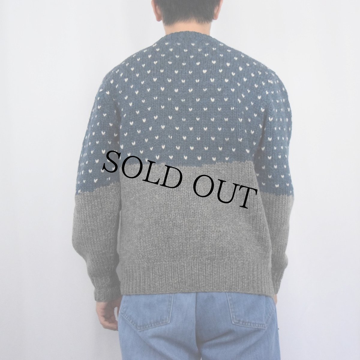 画像3: 80〜90's Woolrich シロクマ×バーズアイ柄 ウールニットセーター M (3)