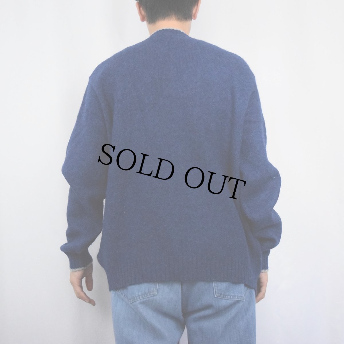 画像3: 90's LANDS'END USA製 ウールニットセーター BLUE L (3)
