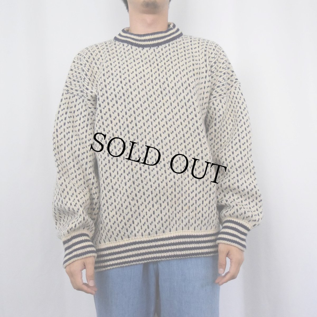 画像2: Isle of Anglesey Knitwear バーズアイ柄 ニットセーター (2)