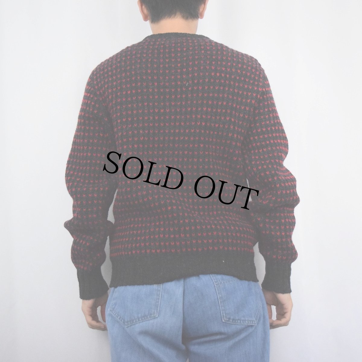 画像3: 80〜90's Woolrich USA製 バーズアイ柄 ニットセーターBLACK  S (3)
