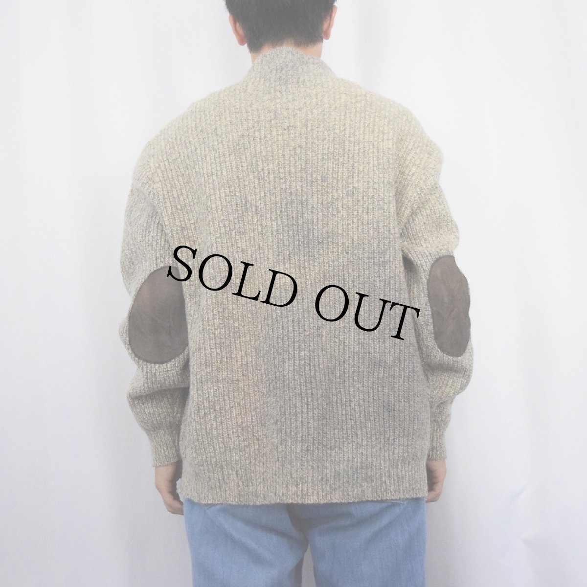 画像3: 80's Eddie Bauer エルボーパッチ付き ニットジップジャケット L (3)