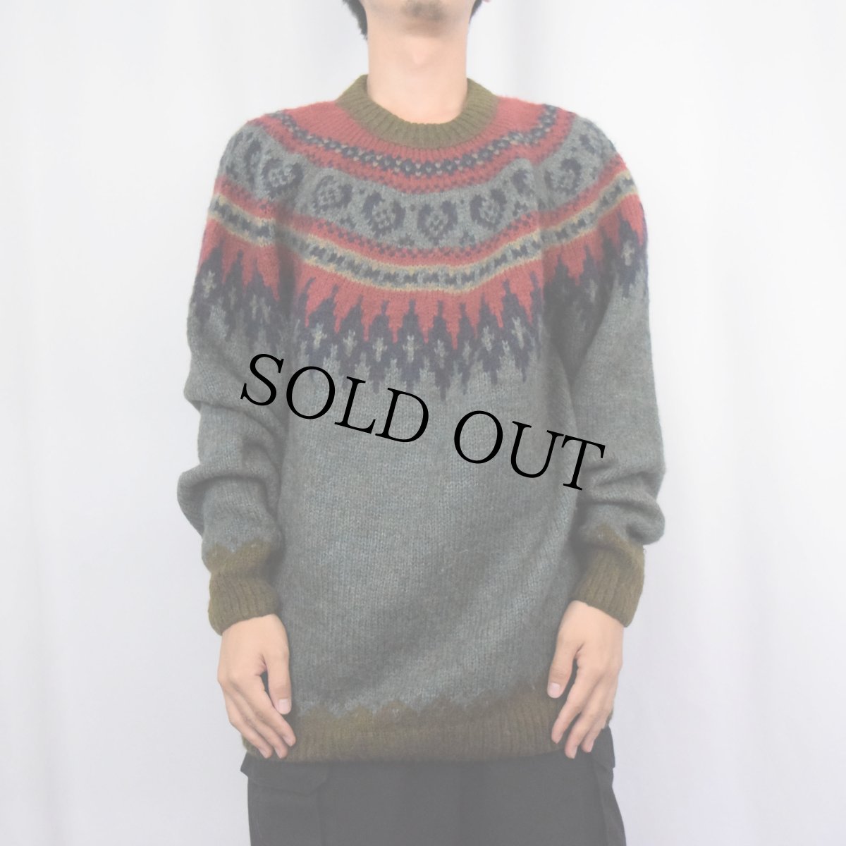 画像2: THE ALPACA CONNECTION ノルディック柄 シャギーニットセーター (2)