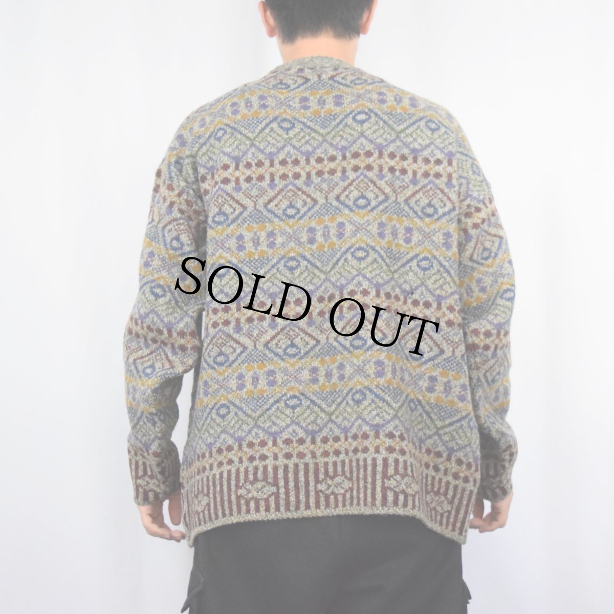 画像3: 90's LANDS'END SCOTLAND製 ノルディック柄 ウールニットセーター L (3)