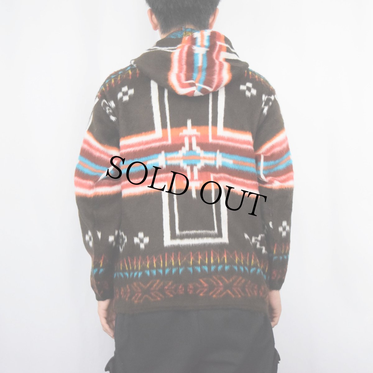 画像3: 〜2000's EARTH RAGZ ECUADOR製 ネイティブ柄 シャギーニットパーカー BROWN M (3)