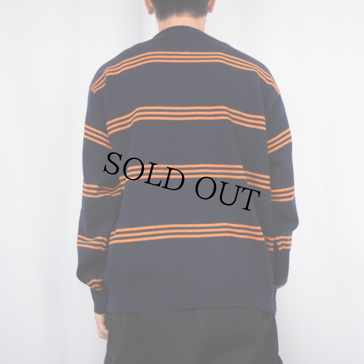 画像3: POLO Ralph Lauren ボーダー柄 ロールネック ウールニットセーター NAVY L (3)