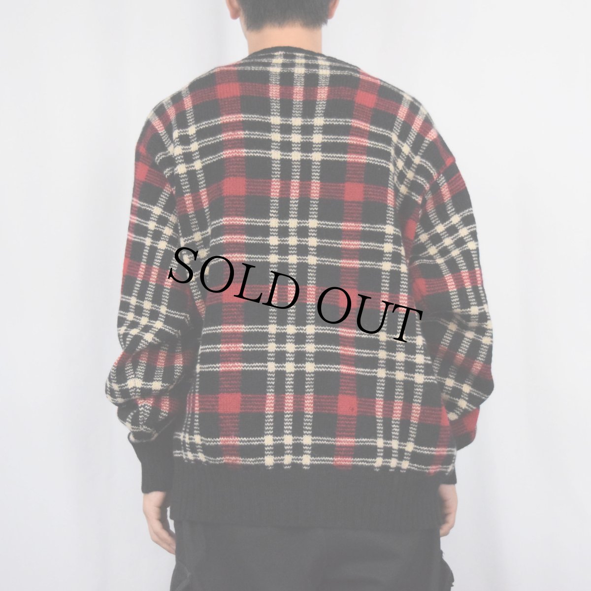 画像3: POLO Ralph Lauren チェック柄 ロゴ刺繍 ウールニットセーター XL (3)