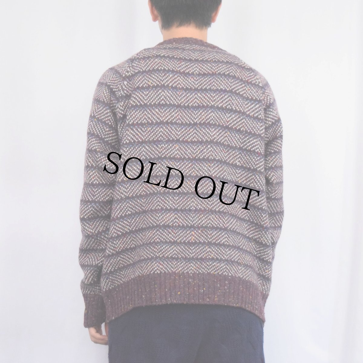 画像3: 80's〜 McGREGOR バーズアイ 総柄 ウール×アクリル ニットセーター L (3)