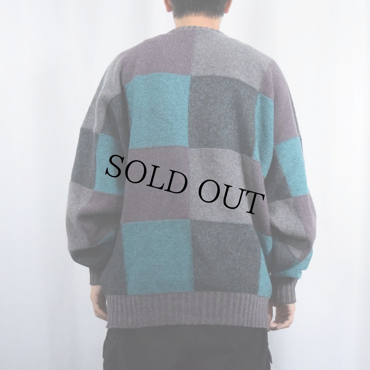 画像3: 80's Alan Paine ENGLAND製 パネル切り替え ウールニットセーター (3)