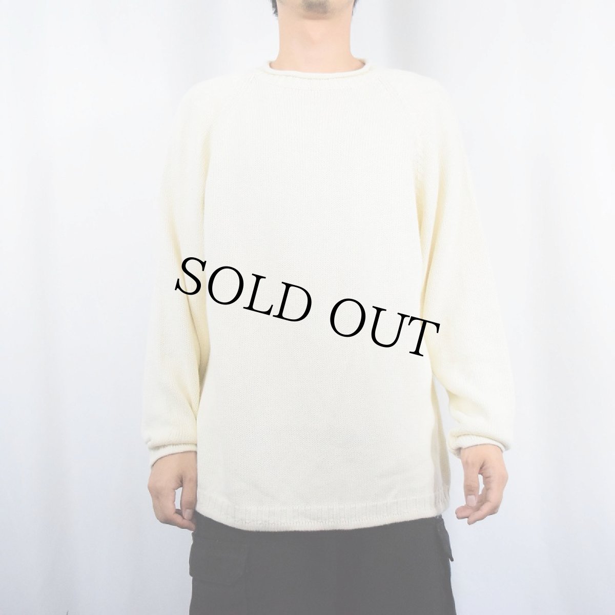 画像2: 90's Eddie Bauer ロールネック コットンニットセーター S (2)