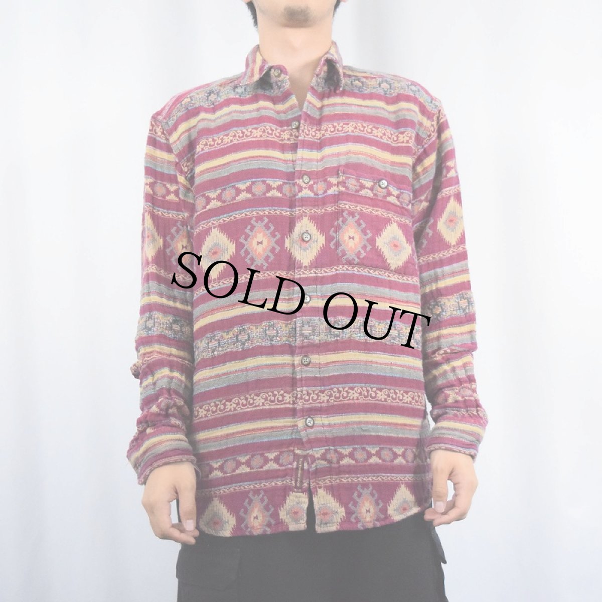 画像2: 【SALE】 THE TERRITORY AHEAD ネイティブ柄 コットンシャツ M (2)