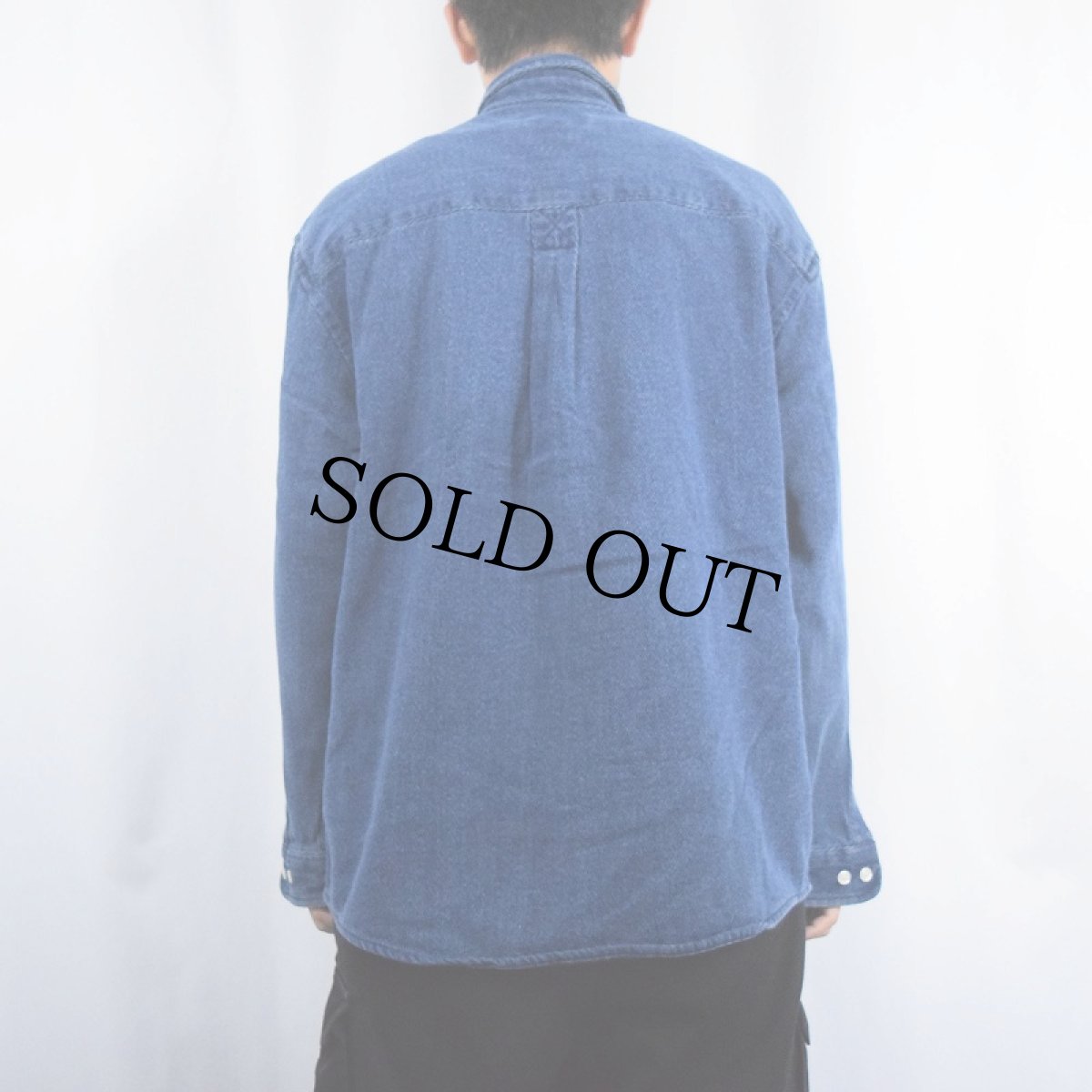 画像3: Eddie Bauer インディゴ コットンボタンダウンシャツ M (3)