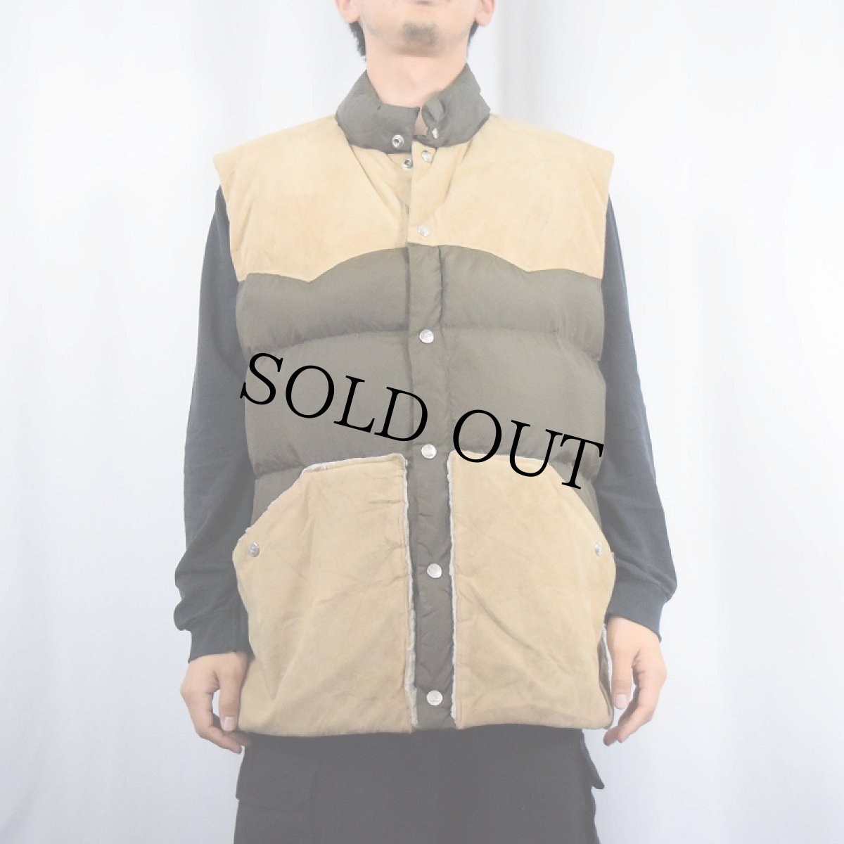 画像2: 80's GERRY USA製 スエード切り替え ウエスタンダウンベスト (2)