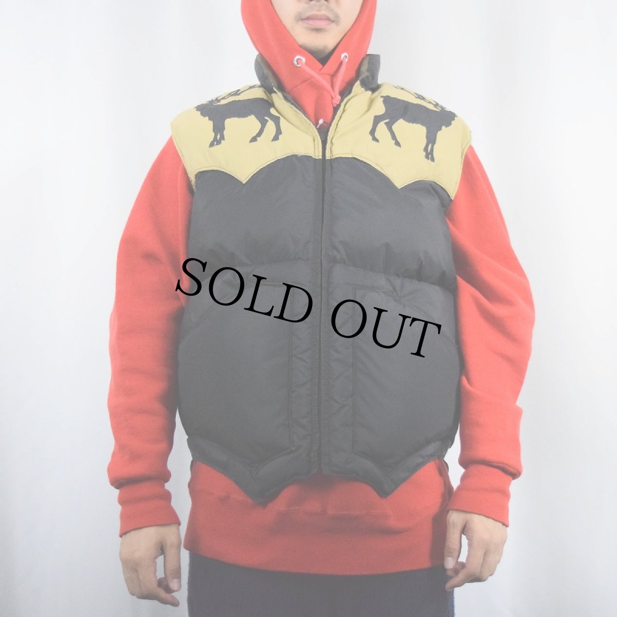 画像3: 90's RIPSTOP ROSE アニマル柄 ナイロン ウエスタンダウンベスト BLACK L (3)