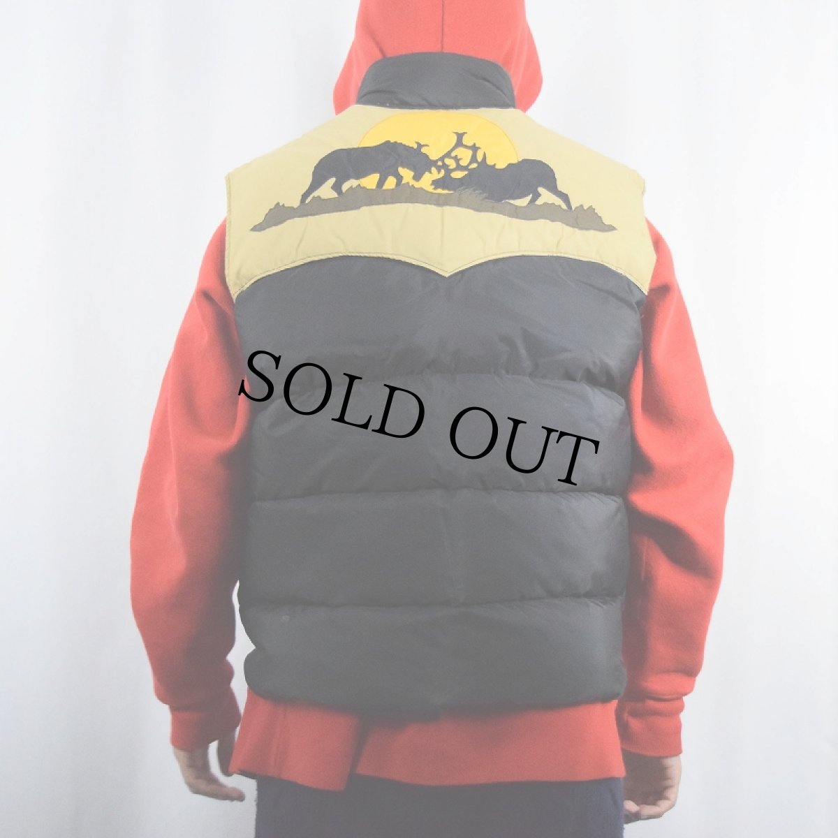 画像4: 90's RIPSTOP ROSE アニマル柄 ナイロン ウエスタンダウンベスト BLACK L (4)