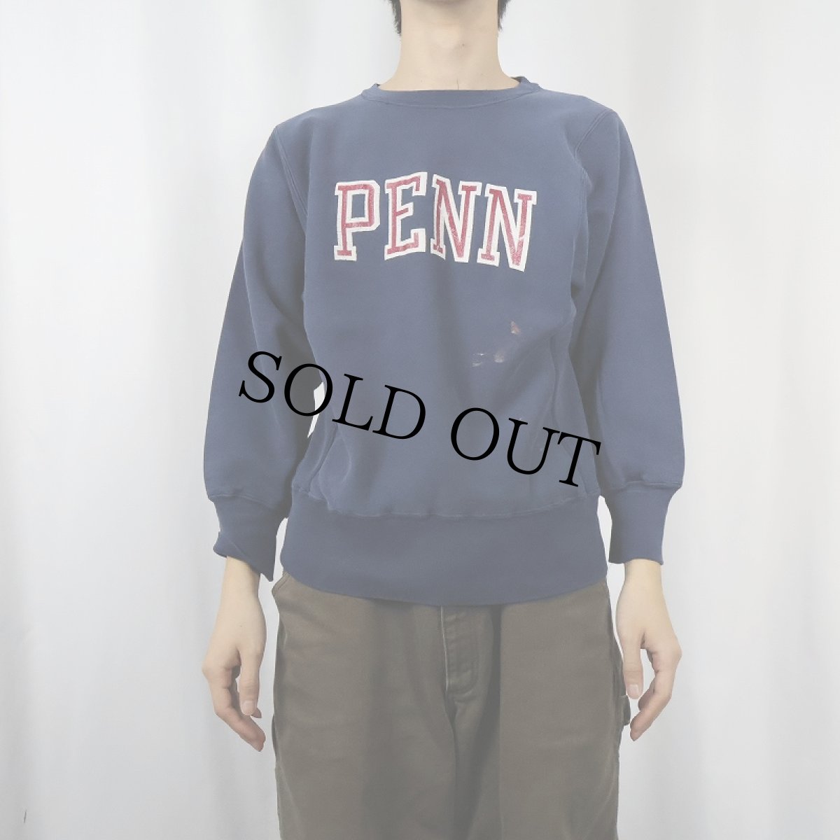 画像2: 80's Champion REVERSE WEAVE USA製 トリコタグ "PENNSYLVANIA" プリントスウェット NAVY S (2)