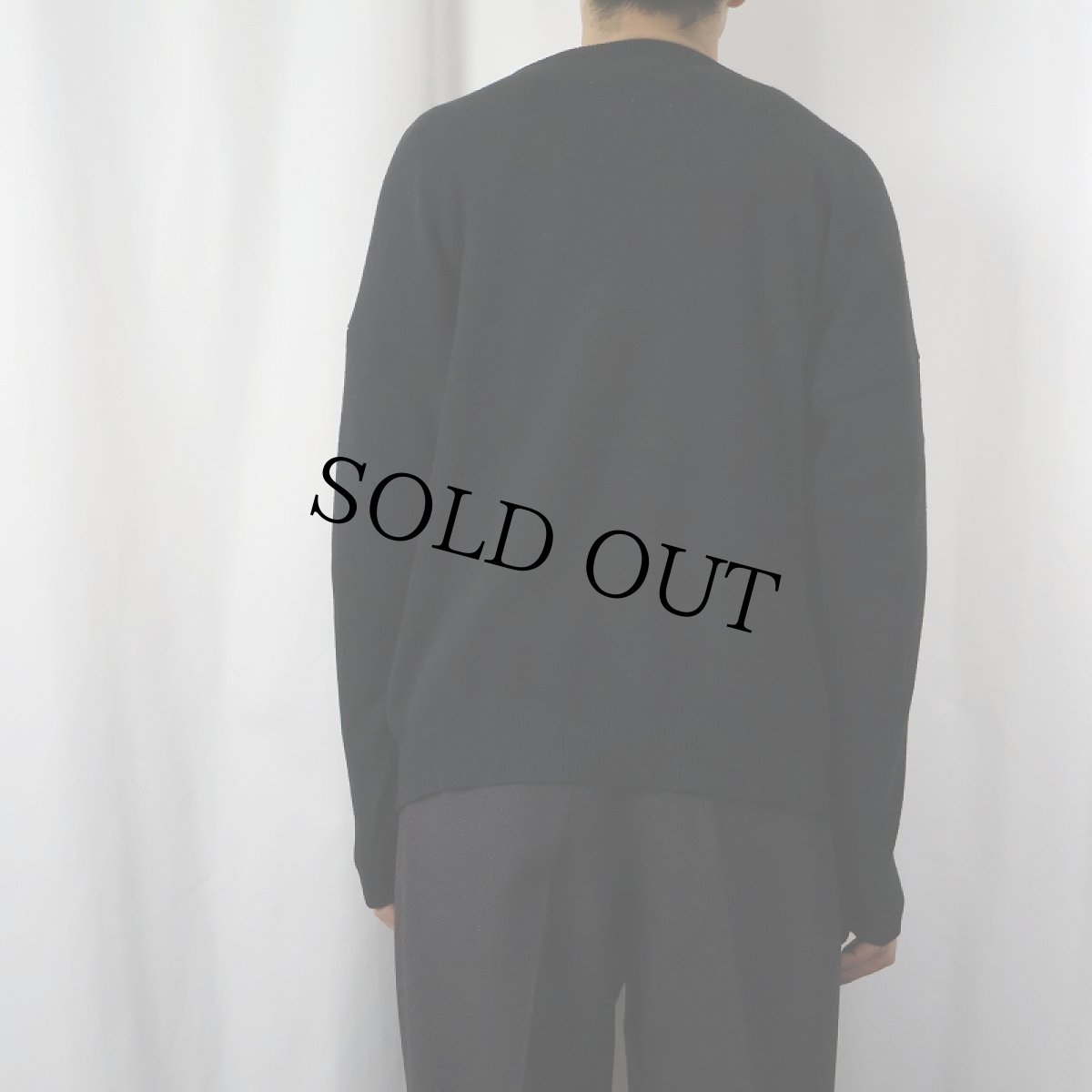 画像3: 80〜90's LACOSTE FRANCE製 Vネック ウールニットセーター BLACK S (3)