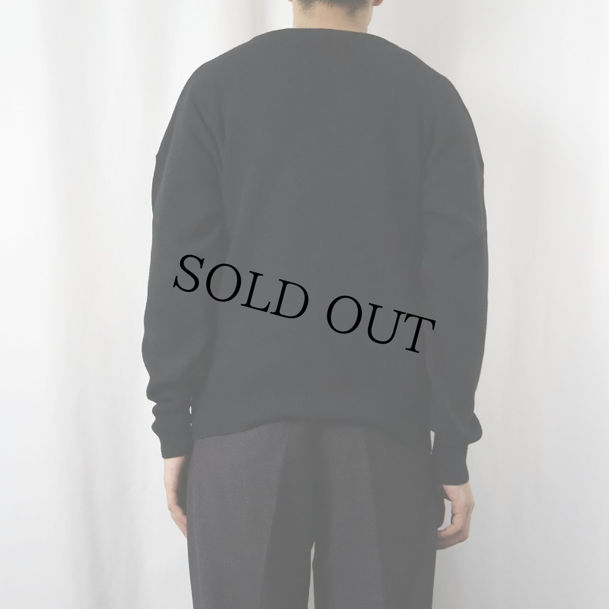 画像3: 70〜80's LACOSTE FRANCE製 Vネック ウールニットセーター BLACK SIZE4 (3)