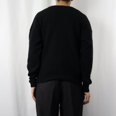 画像3: 70〜80's LACOSTE FRANCE製 Vネック ウールニットセーター BLACK SIZE4 (3)