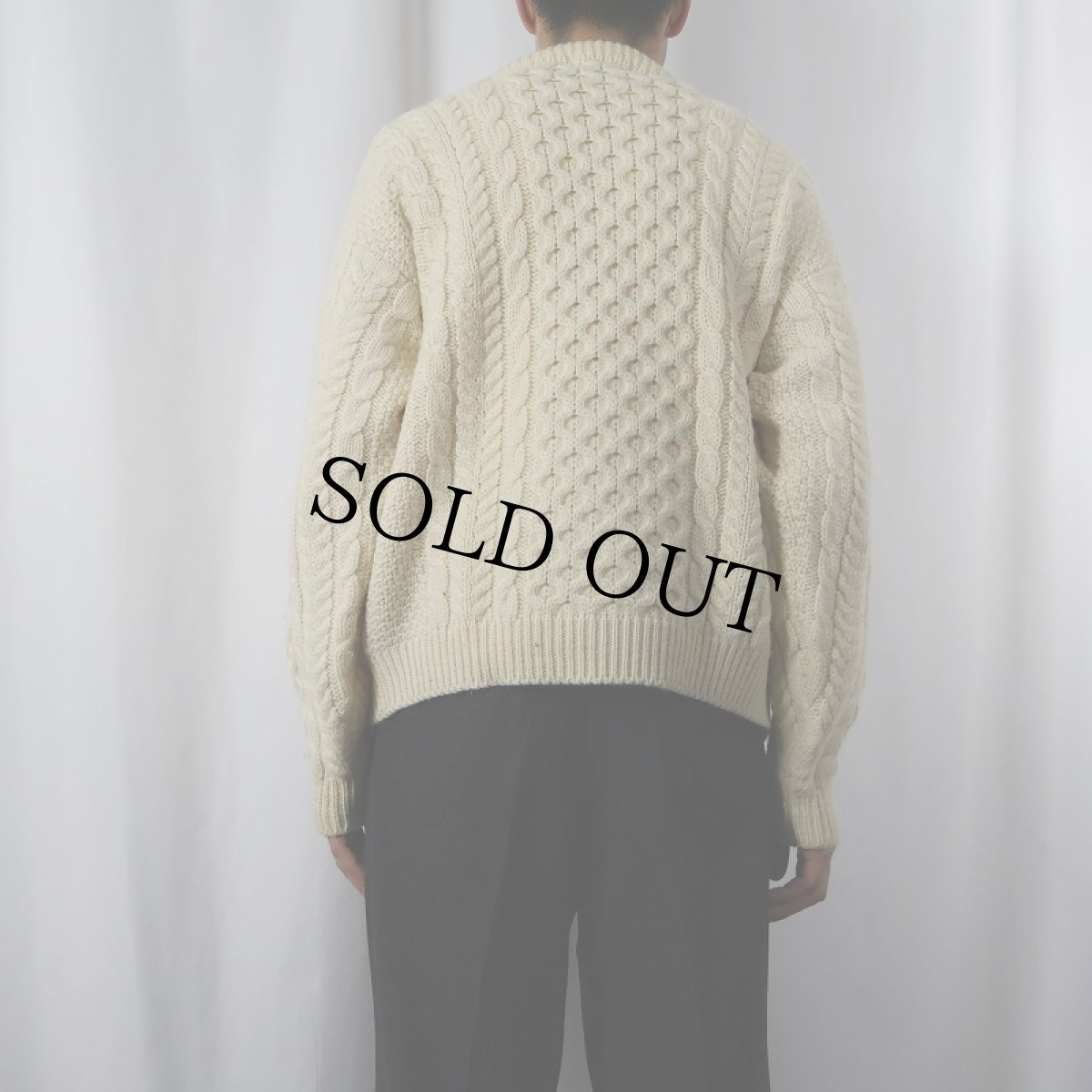 画像3: 80's L.L.Bean IRELAND製 ウールアランニットセーター M (3)