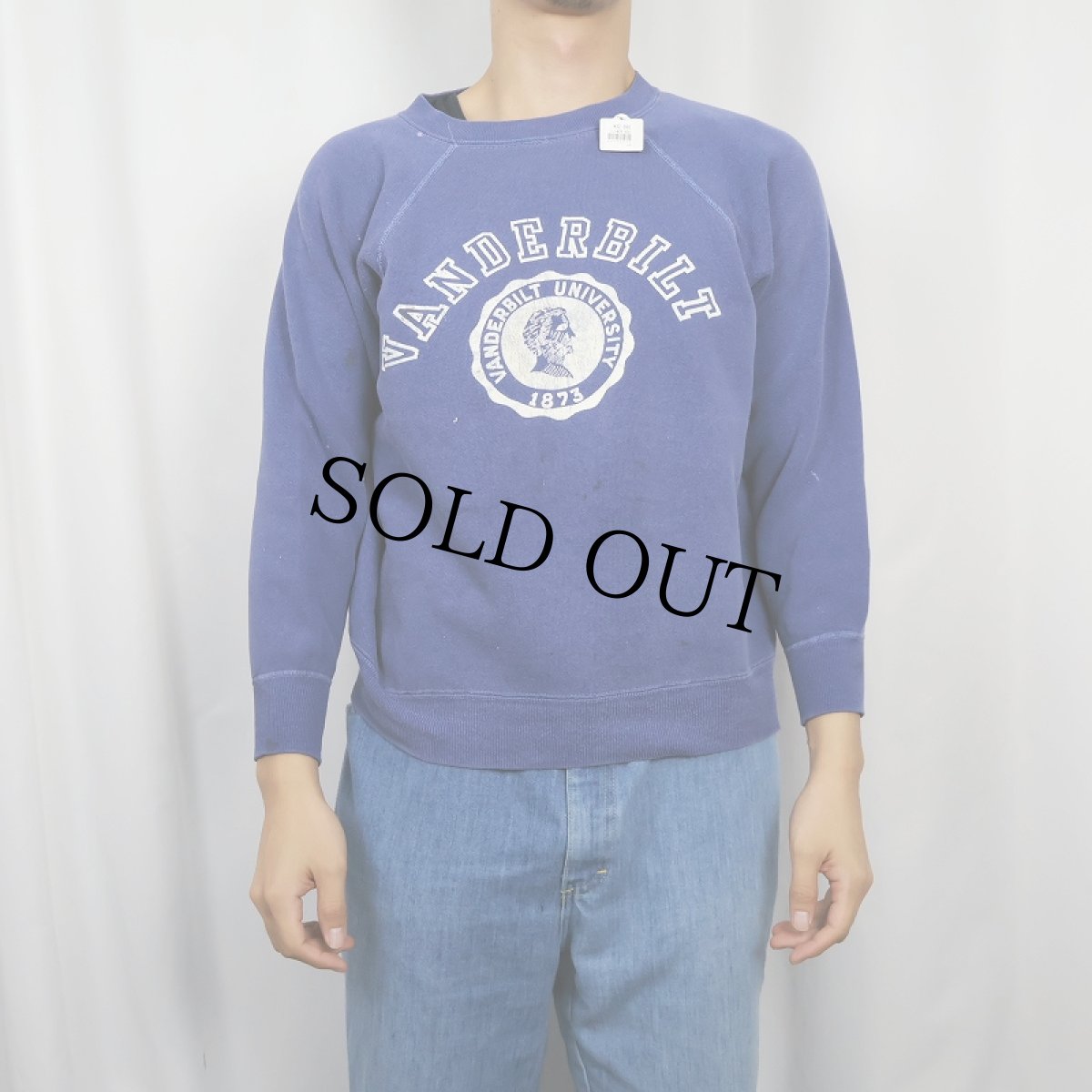 画像2: 【SALE】 50's "VANDERBILT" フロッキープリント ラグランスウェット (2)
