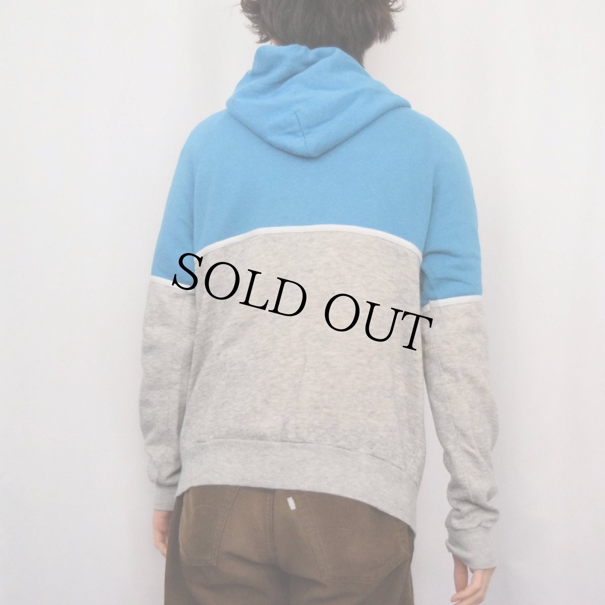 画像3: 80's NIKE 紺タグ フロッキープリント 切り替えデザイン スウェットフーディー L (3)