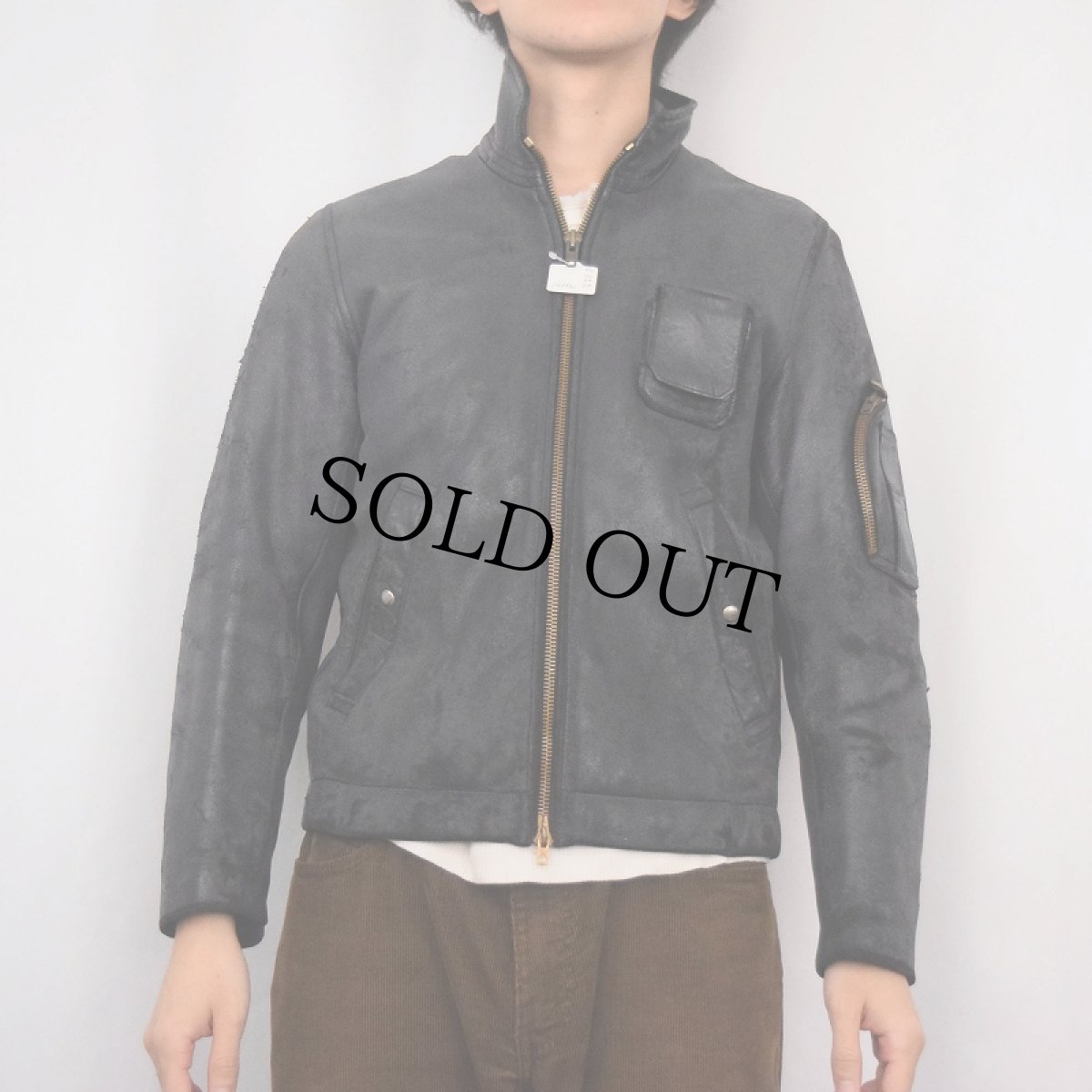 画像3: 〜80's M.I.C Cuir  FRENCH AIR FORCE レザーフライトジャケット NAVY (3)