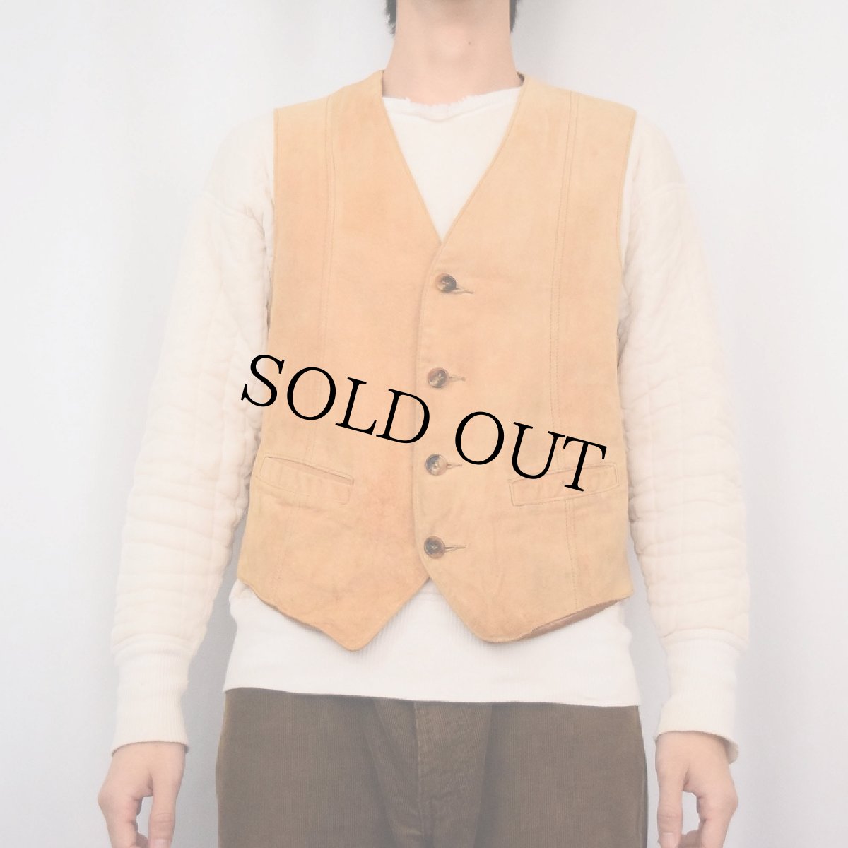 画像2: 70's L.L.Bean 筆記体タグ スエードレザーベスト M (2)