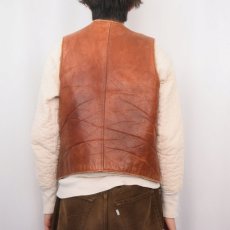 画像3: 60〜70's L.L.Bean 筆記体タグ 裏ボア レザーベスト (3)