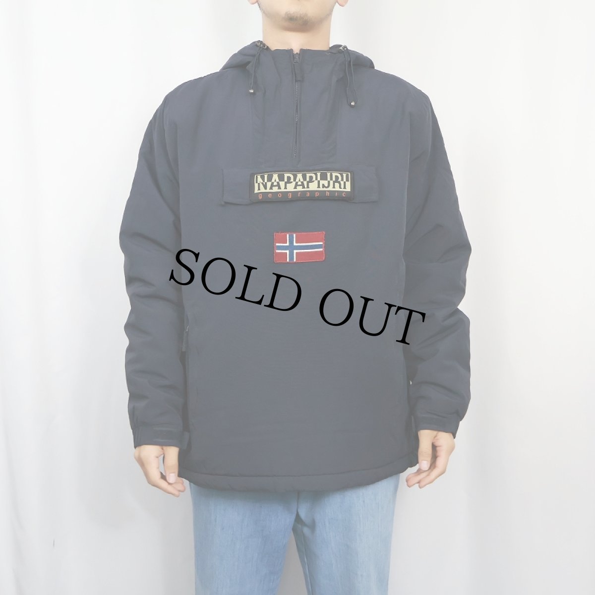 画像3: NAPAPIJRI 中綿入り 裏フリース アノラックパーカー NAVY (3)