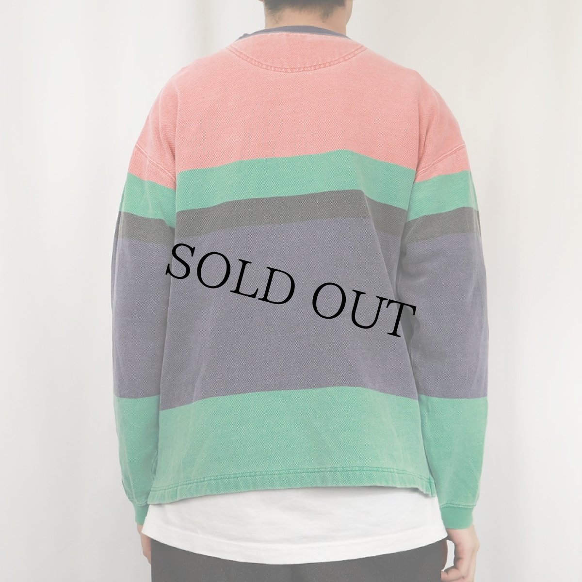 画像3: 90's GAP マルチボーダー柄 鹿の子スウェット L (3)