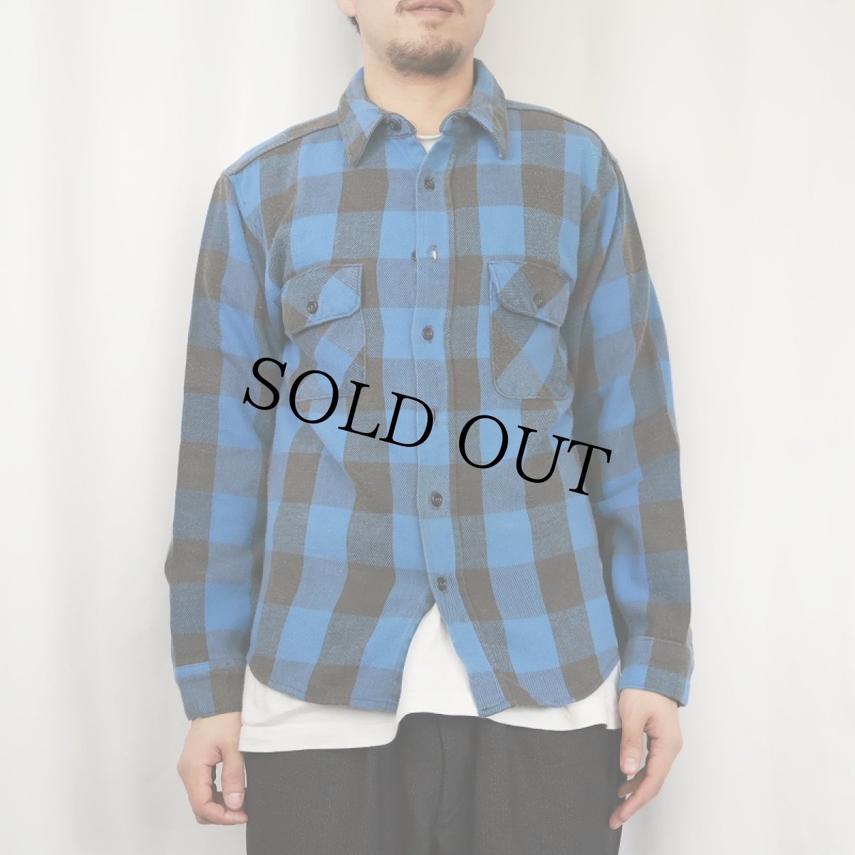 画像2: 70〜80's FIVE BROTHERS USA製 バッファローチェック柄 ヘビーネルシャツ (2)