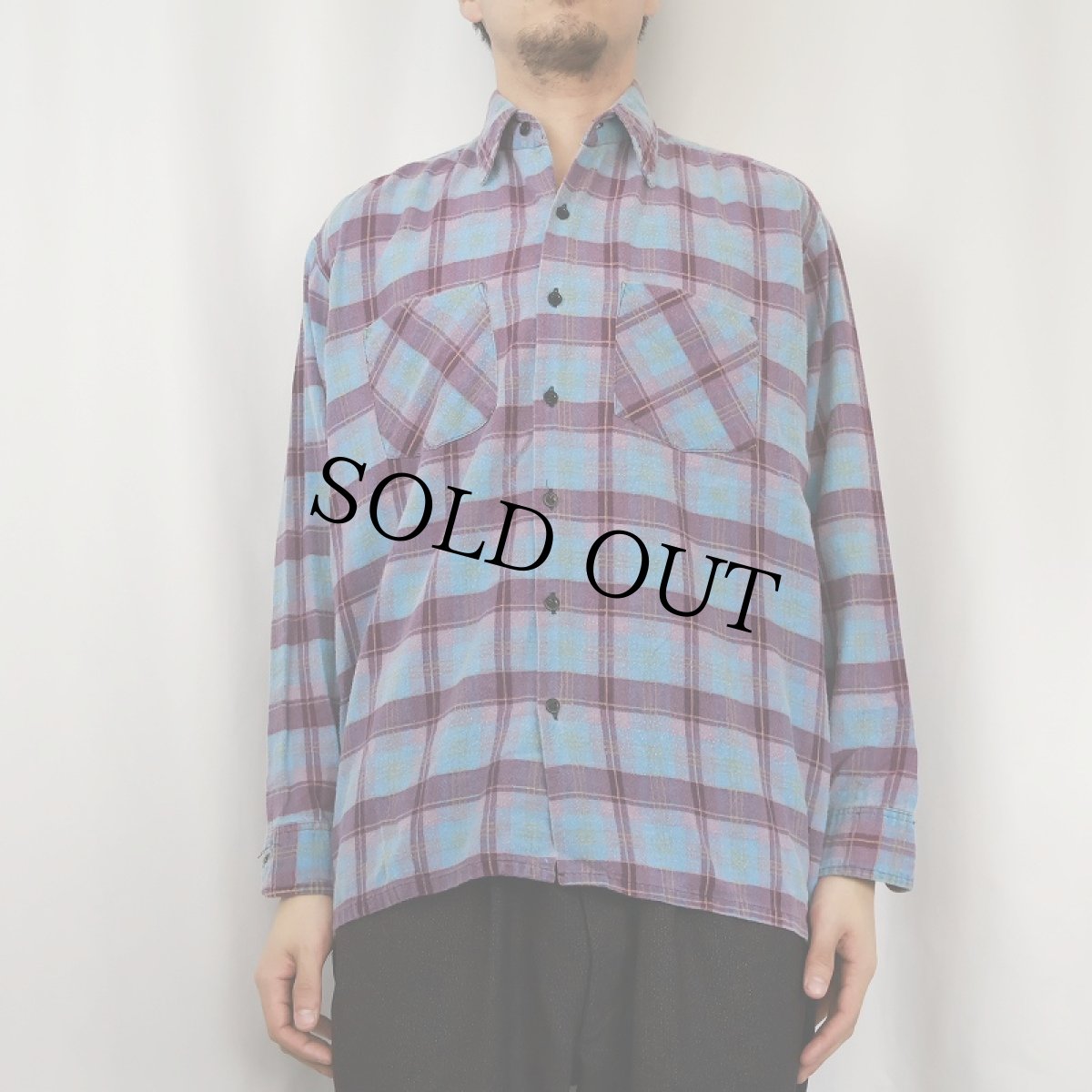 画像2: 80's SAUGATUCK チェック柄 プリントネルシャツ M (2)