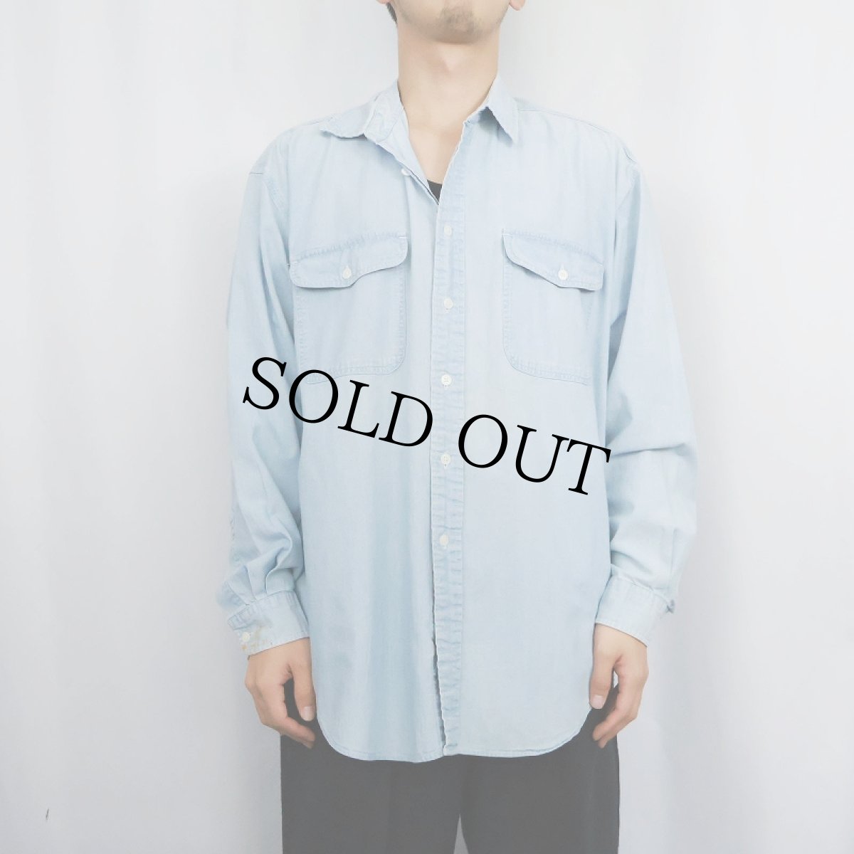 画像2: 70〜80's Abercrombie&Fitch シャンブレーシャツ L (2)