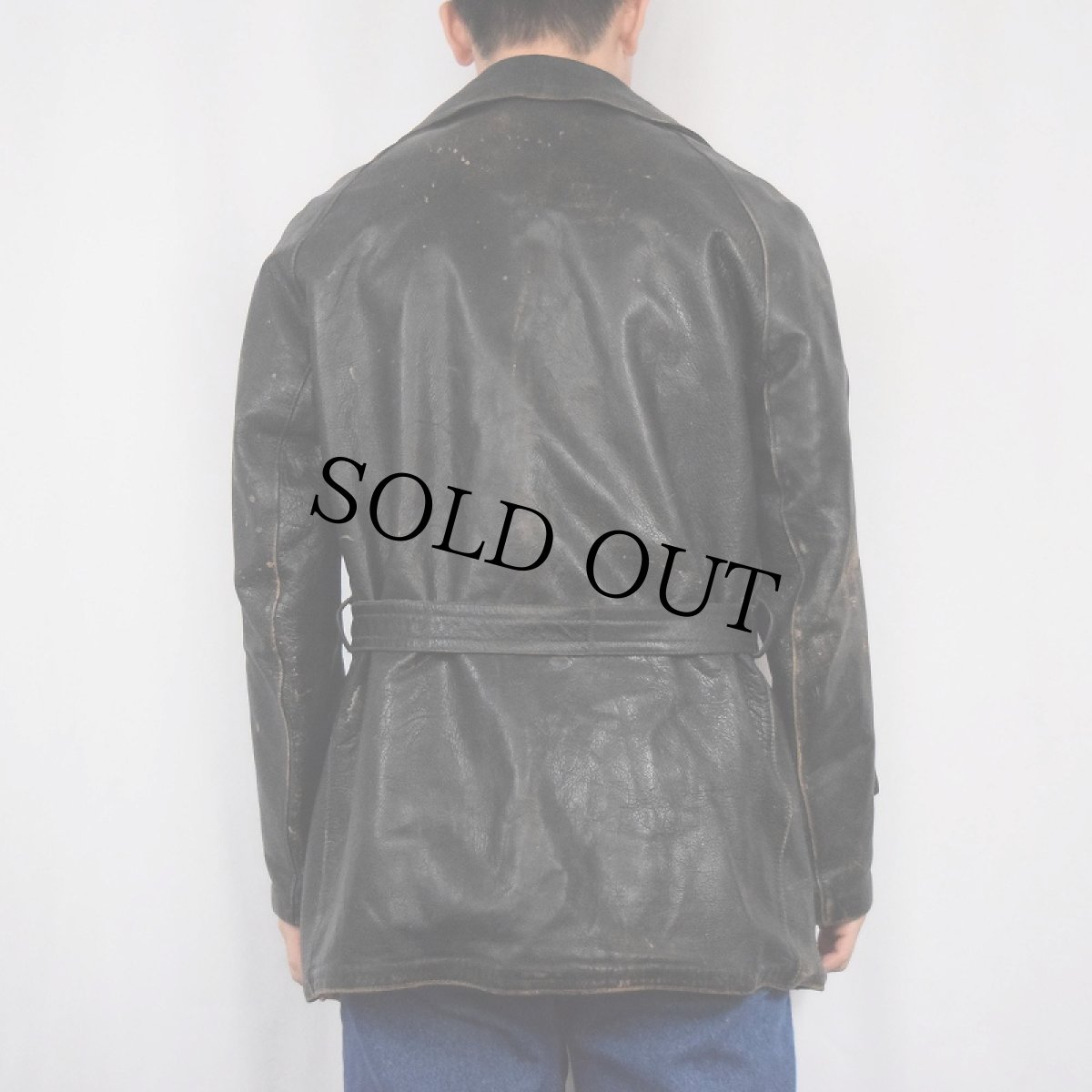 画像3: VINTAGE EURO フレンチ ダブルブレストレザーコート (3)