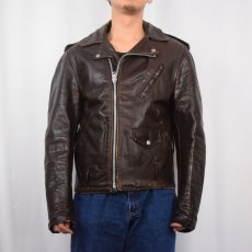 画像2: 80's PERFECTO BY Schott USA製 キルティングライナー ダブルライダースジャケット BROWN (2)