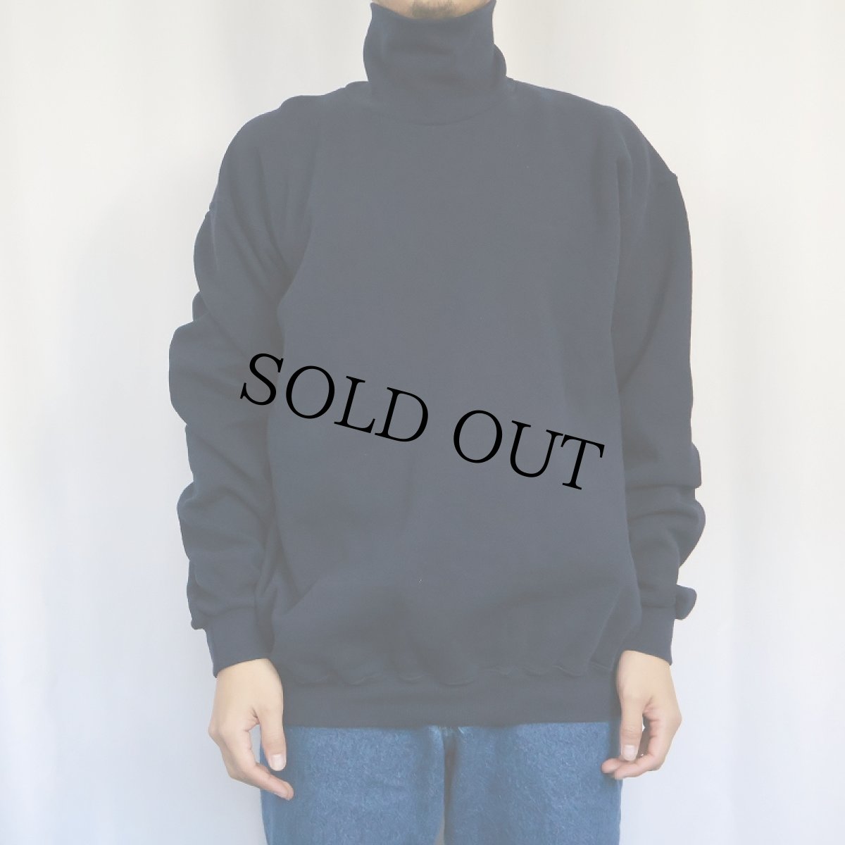 画像2: 90's PLUMA USA製 "HEAVY WEIGHT COTTON" 無地タートルネックスウェット NAVY L (2)