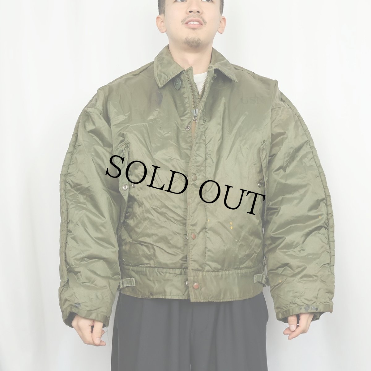 画像2: 60's U.S.NAVY A-1 Extreme Cold Weather Impermeable ライナー付き ステンシル入り デッキジャケット LARGE (2)