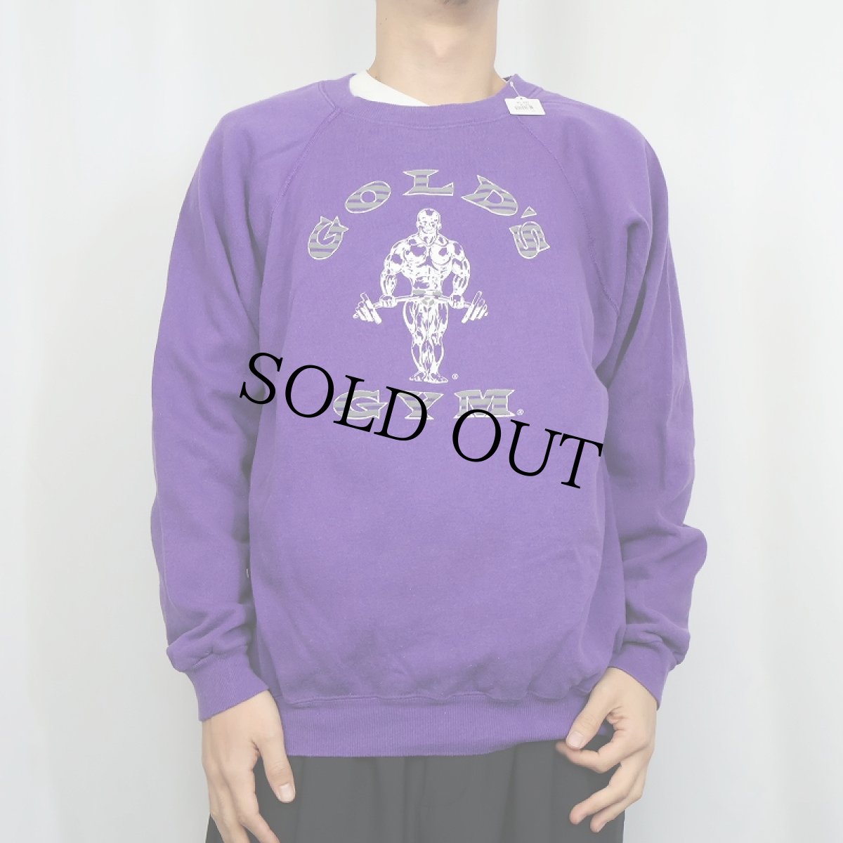 画像2: 80's Hanes USA製 "GOLD'S GYM" 発砲プリント ラグランスウェット XL (2)