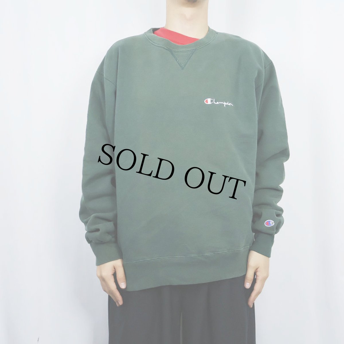 画像2: 80〜90's Champion 青刺繍タグ 後期 前Vスウェット L (2)