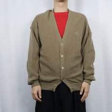 画像2: 70〜80's CHEMISE LACOSTE FRANCE製 ロゴ刺繍 ウール×アクリル ニットカーディガン SIZE3 (2)