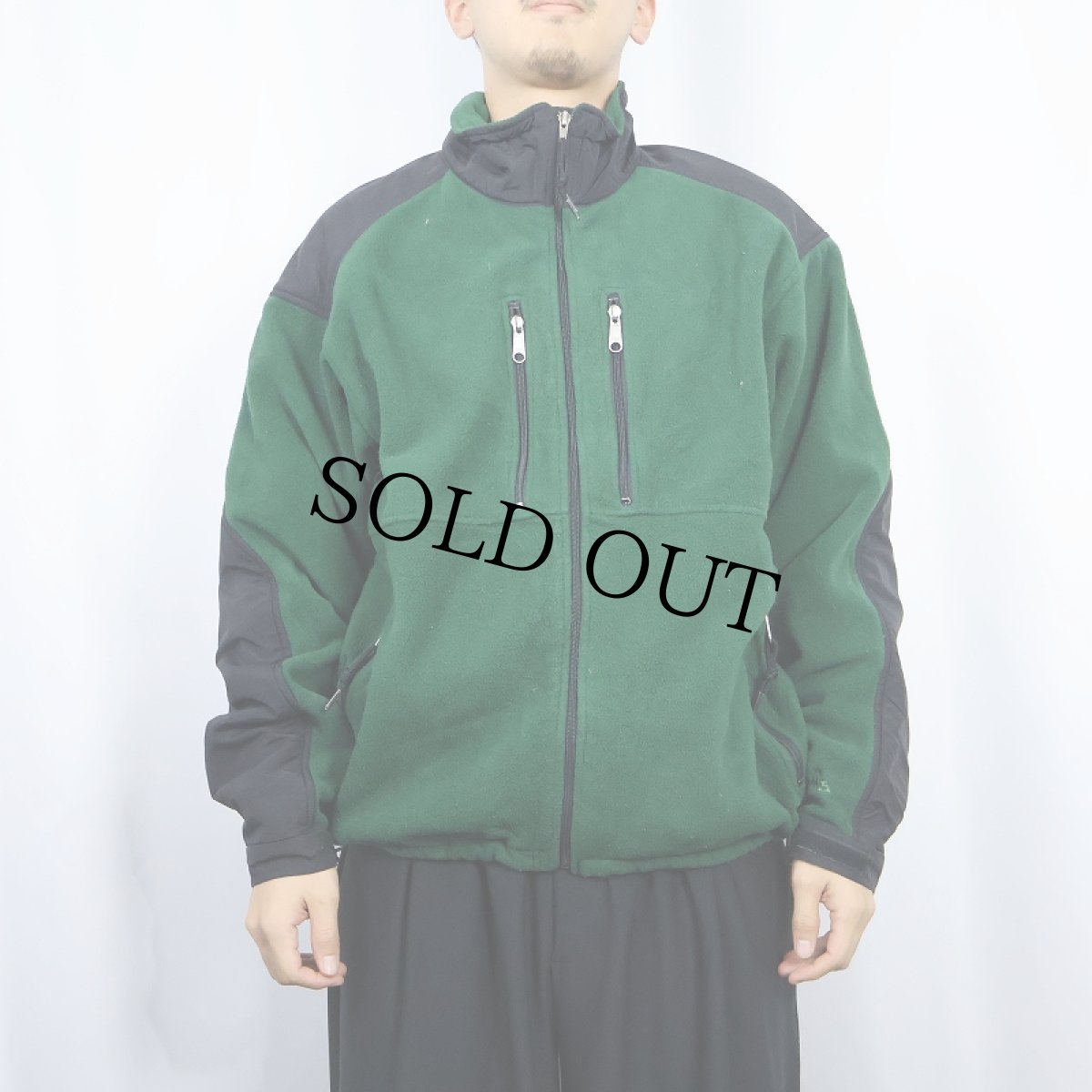 画像2: 【SALE】 90's EMS USA製 フリースジップジャケット DARKGREEN M (2)