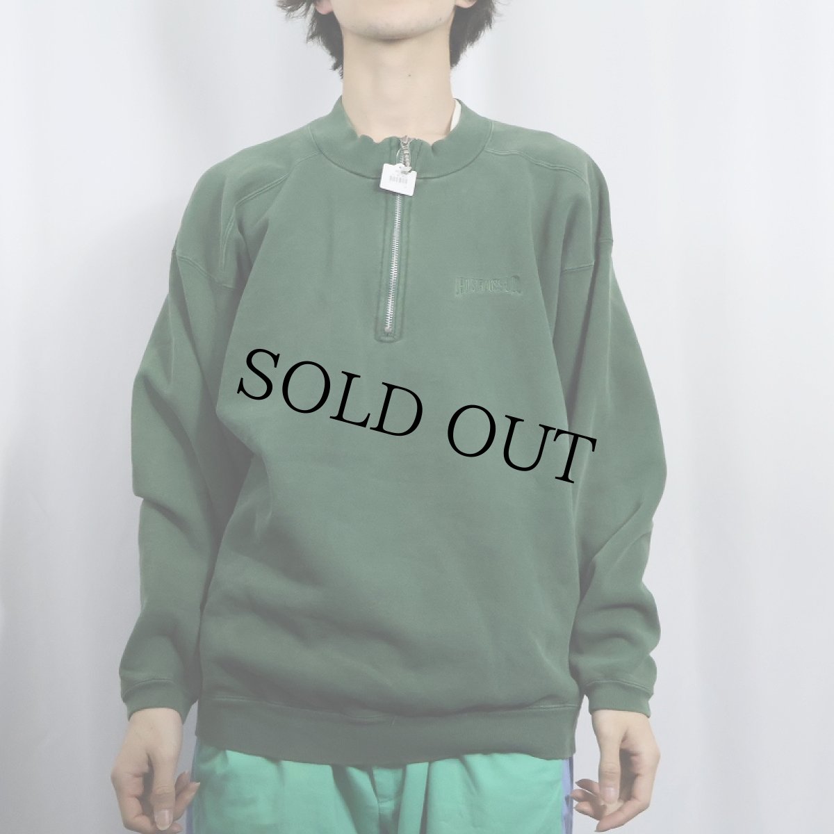 画像3: 90's Levi's ロゴ刺繍 ハーフジップスウェット M (3)