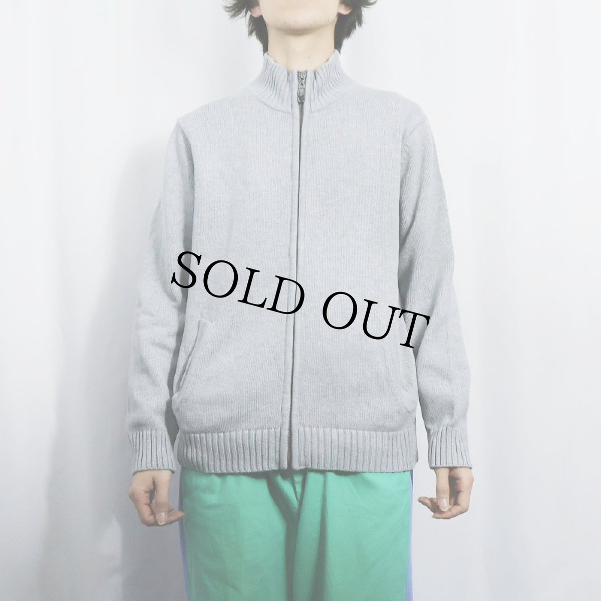 画像2: 90's L.L.Bean コットンニットジップジャケット M (2)