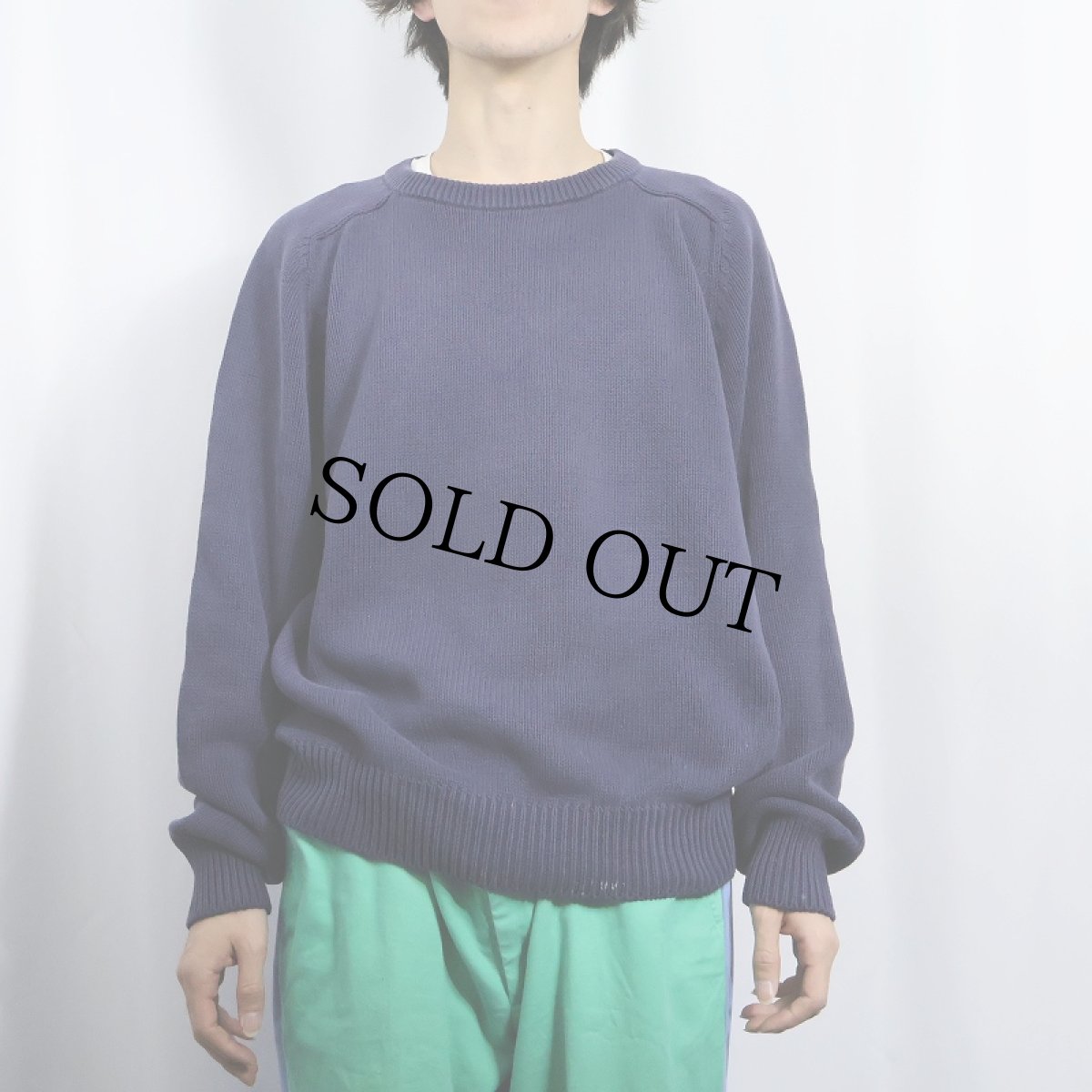 画像2: 80〜90's Eddie Bauer コットンニットセーター NAVY L (2)