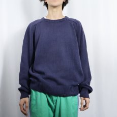 画像2: 80〜90's Eddie Bauer コットンニットセーター NAVY L (2)