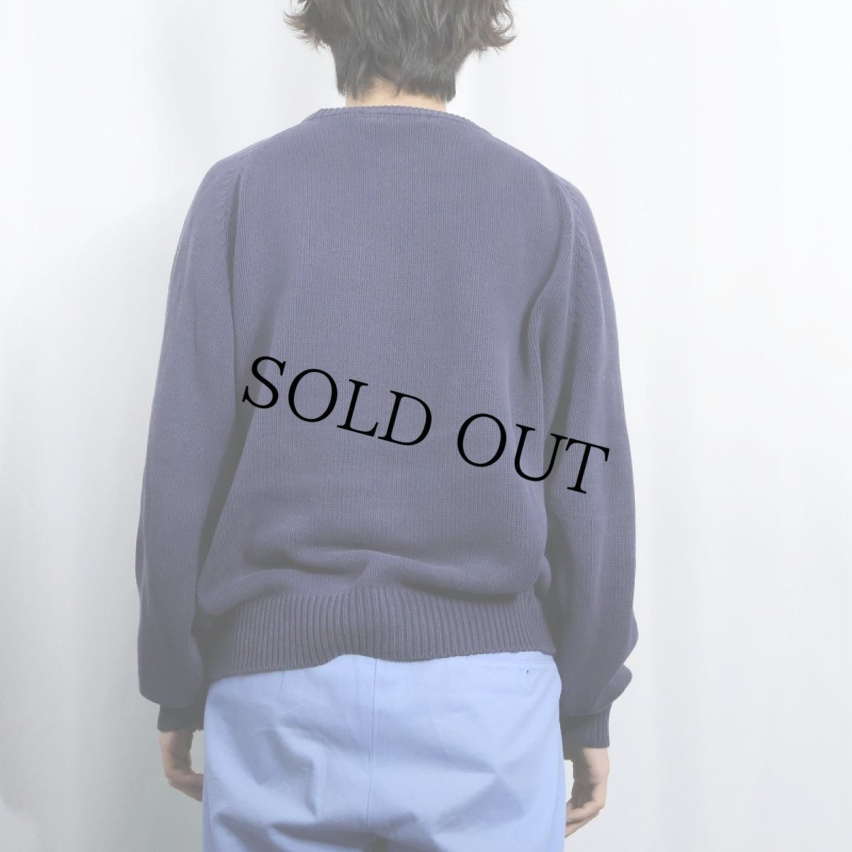画像3: 80〜90's Eddie Bauer コットンニットセーター NAVY L (3)