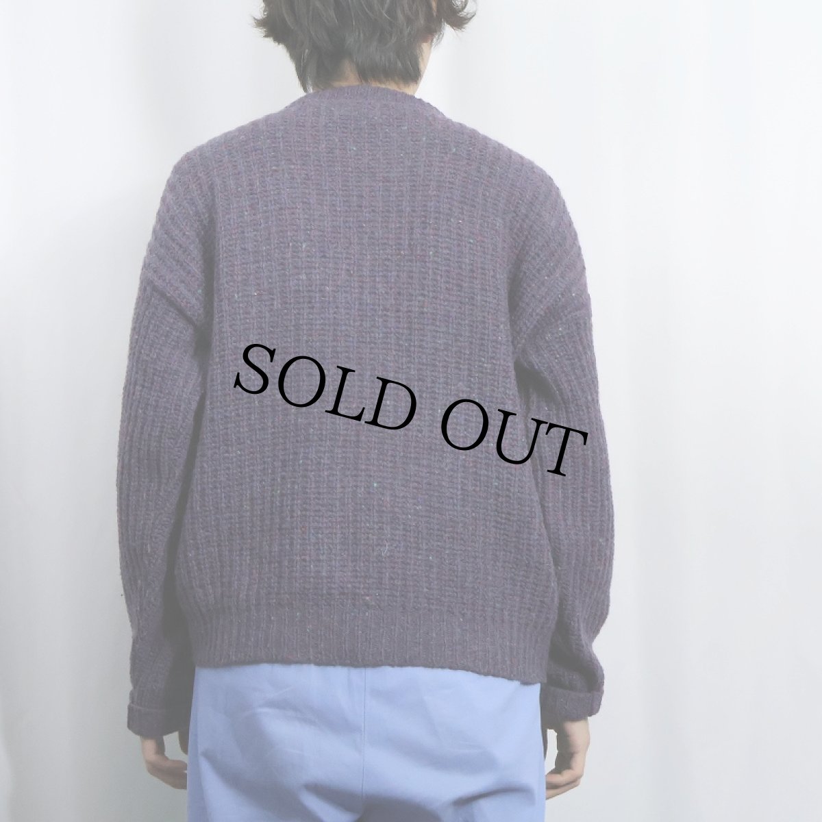 画像3: 90's REI USA製 カラーネップ混 ワッフルニットセーター L (3)